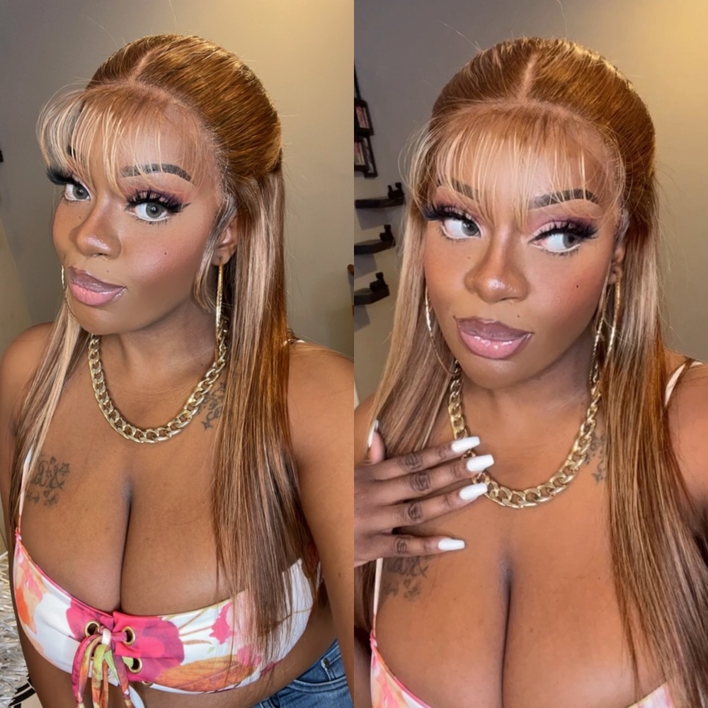 18" Highlight Straight Wig 13x4 Lace Frontal (not a bang wig) - Unice Hair